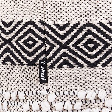 Кремово-білий пуф, 50 x 50 см, бавовна в стилі бохо, ретро декоративні елементи, Канам