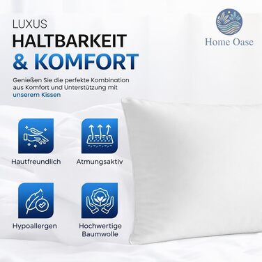 Пухові подушки 40x80 см (комплект з 2 шт.) - Подушки зі 100 пір&39яним наповнювачем та бавовняним чохлом, сертифіковані Oeko-Tex та виготовлені в Німеччині, ідеально підходять для алергіків та дітей, наповнювач 600 г, комплект з 2 шт., 40 x 80 см