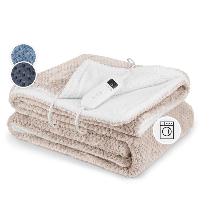 Електрична ковдра з підігрівом та автоматичним вимиканням, 180x130 см Електрична ковдра з підігрівом, яку можна прати в пральній машині, Двостороння ковдра з підігрівом для ліжка та дивана, Підігріта ковдра з 9 режимами нагріву, 180x130 см, Піщаний