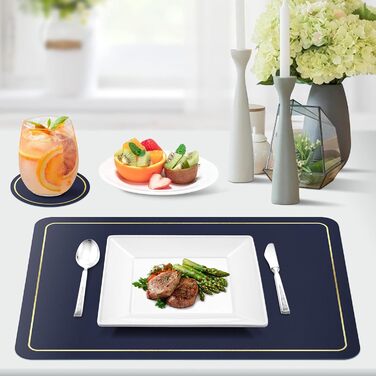 Підставки під тарілки шкіряні та підставки, підставки, що миються набір з 6 нековзних підкладок під тарілки зі штучної шкіри, 42 x