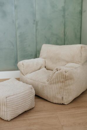 Дитяче крісло Gutekissen з підніжкою М&39яке крісло-шезлонг з тканини Lincoln Зручні сидіння для дитячих кімнат (кремовий Lincoln)