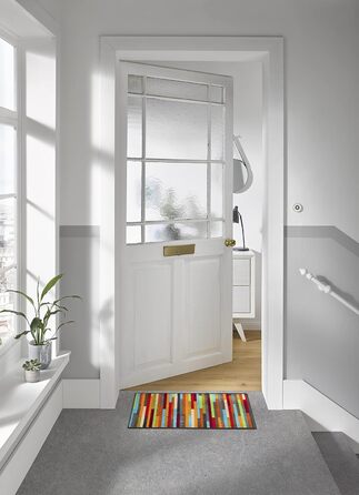 Килимок для дверей, Mikado Stripes 50x75 см, для приміщень, можна прати, різнокольоровий 50 x 75 см (прямокутний)