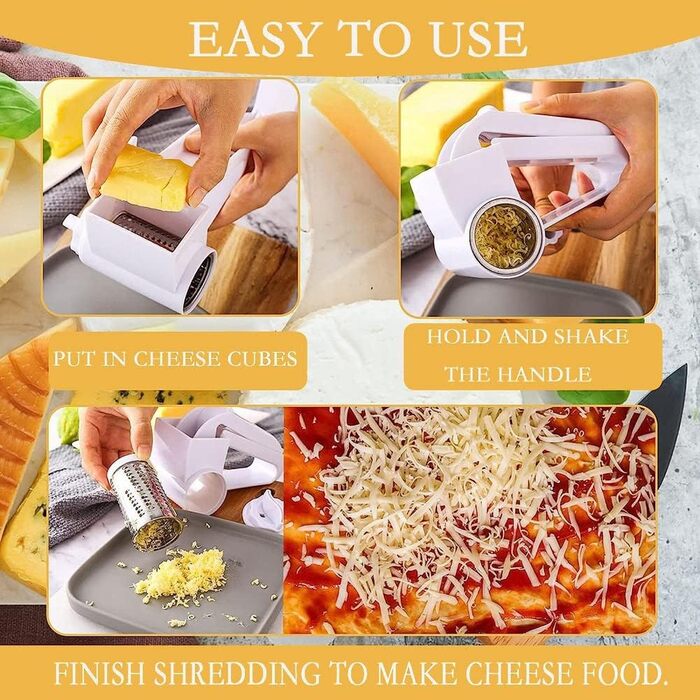 Ручна дробарка Dariokki, ручна нарізка для сиру з ручним приводом і барабаном з нержавіючої сталі для тертки твердого сиру