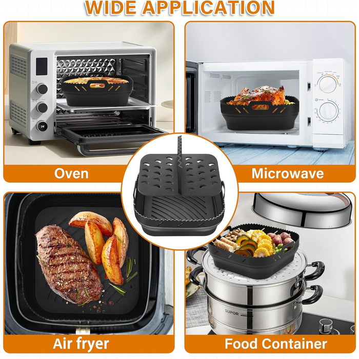 Силіконова форма для фритюрниці Hivio для фритюрниці Philips XL 6.2L/Ninja Speedi ON400EU, аксесуари для фритюрниці Силіконова форма Фритюрниця з роздільниками для фритюрниці COSORI 5.5 л XXL