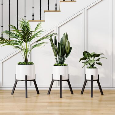 Регульована підставка для рослин, 2 шт., для використання в приміщенні/на вулиці, металева підставка для квітів, міцна опорна рама, квітковий табурет для горщиків різних розмірів, чорний PS-007BK-2