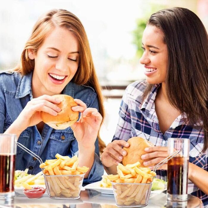 Кошик для смаження DECARETA 8 шт. Маленький кошик для подачі картоплі фрі Міні-кошик для картоплі фрі Кошик для картоплі фрі Кошик для фритюрниці з нержавіючої сталі Кошик для смаження для подачі картоплі фрі креветки кільця цибулі