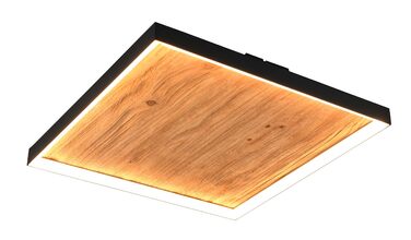 Стельовий LED-світильник Trio Leuchten Kalea 655510130, матовий чорний метал та сосна, 41 Вт, Switch Dimmer, колір дерева