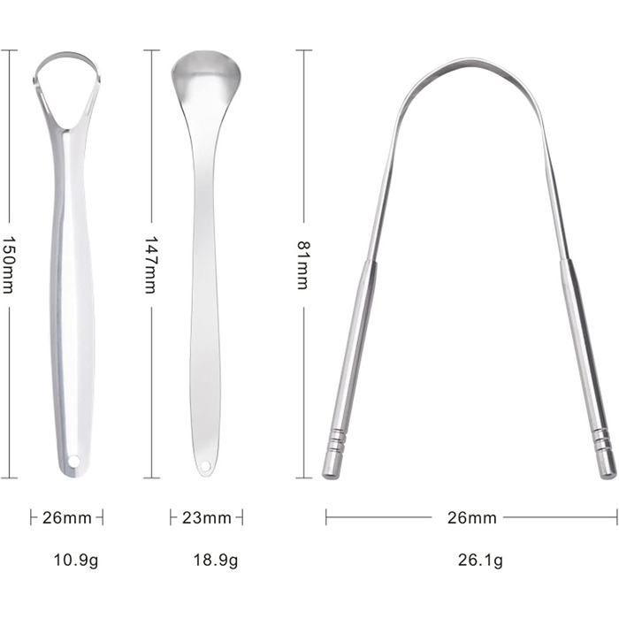 Скребок для язика з нержавіючої сталі Зубний інструмент для видалення неприємного дихання Набір для догляду за ротовою порожниною Засіб для чищення язика