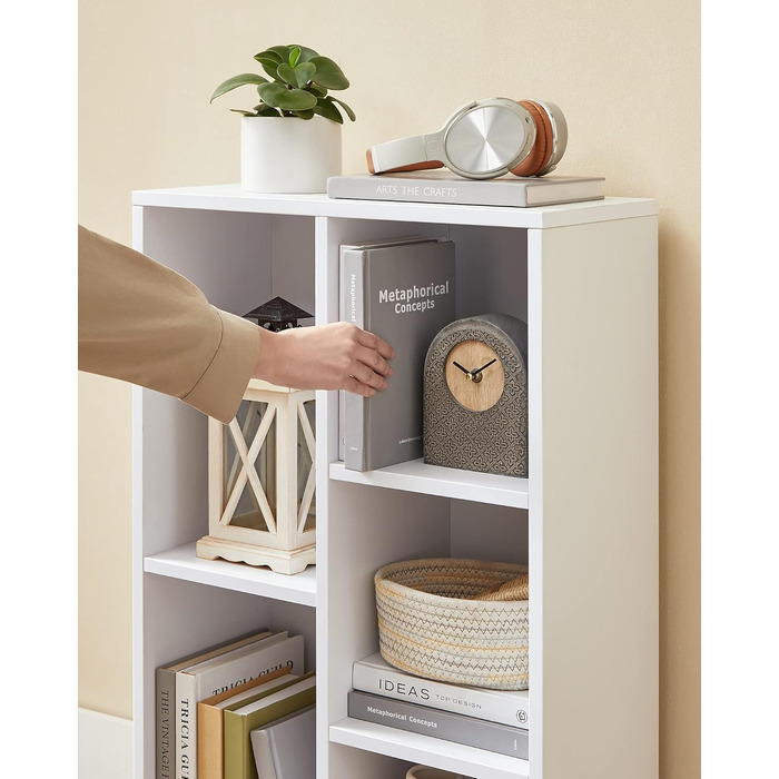 Книжкова шафа VASAGLE, книжкова полиця, з 5 відділеннями, офісна полиця, кубічна полиця, окремостояча полиця, для вітальні, спальні, офісу, дитячої кімнати, білий LBC25WT білий 5 відділень (24Г x 50Ш x 80В см)