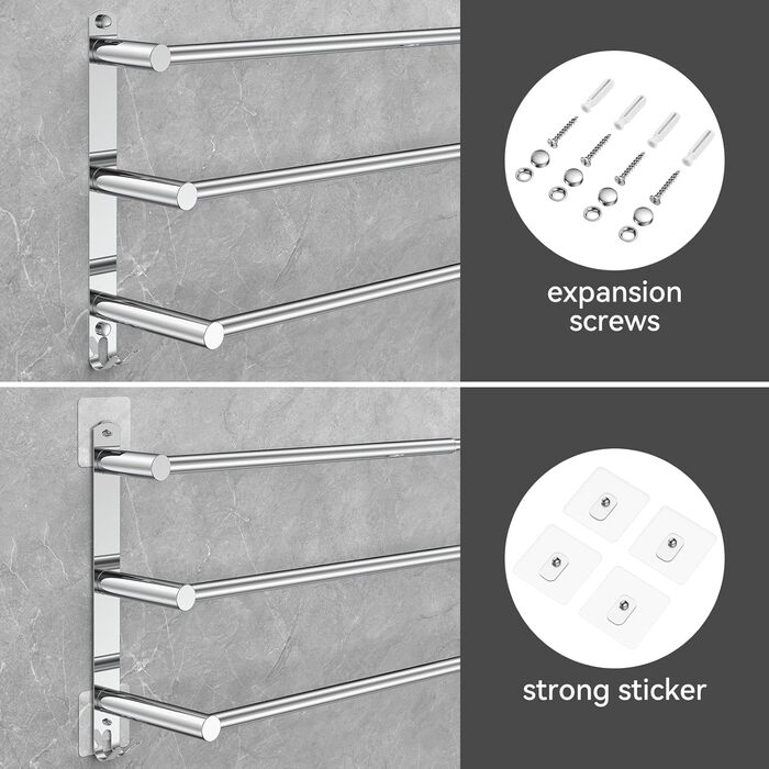 Вішалка для рушників висувна 43-78 см з нержавіючої сталі без свердління рушникосушки настінна настінна полиця підходить для ванно