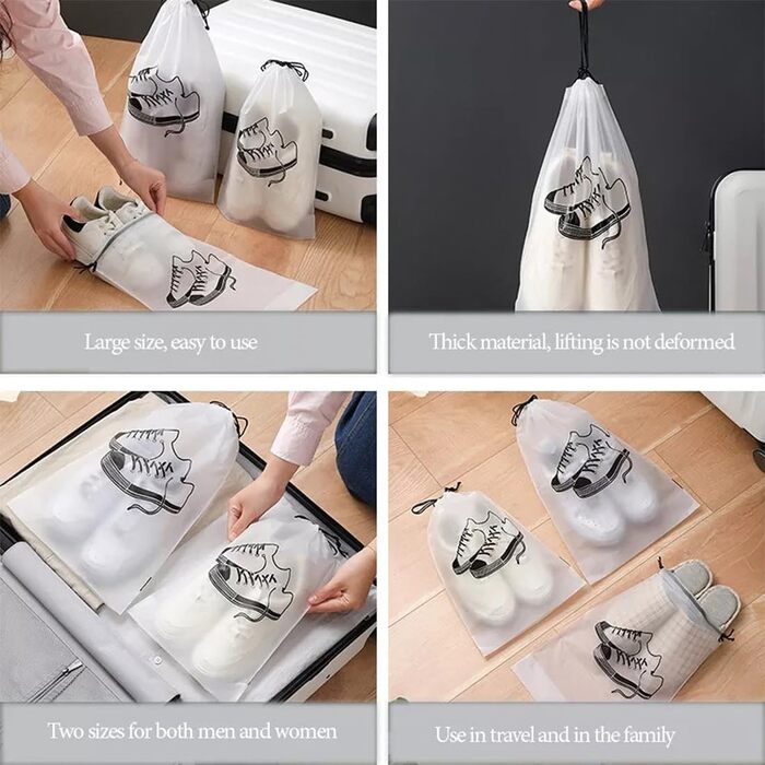 Прозорі сумки для взуття, 10 шт. Дорожня сумка для взуття 2 розмірів, водонепроникні сумки для зберігання, сумка для зберігання взуття зі шнурком, сумка для взуття, пилозахисна, сумка для зберігання взуття
