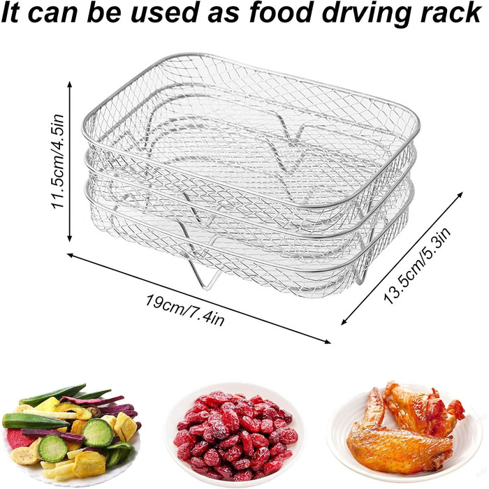 Стійка для фритюрниці, 304 Решітка для дегідратації для фритюрниці з нержавіючої сталі Багатофункціональна багатофункціональна багатошарова фритюрниця Сковорода-гриль Аксесуари для фритюрниць, сумісні з Ninja Foodi Подвійна фритюрниця 19 * 13 * 9 см