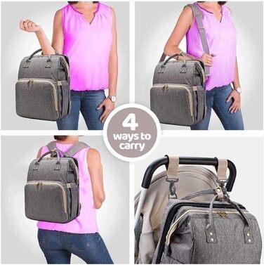 Портативна пеленальна сумка, велика місткість водонепроникна сумка для подорожей для немовлят з ременями для коляски та ізольовани