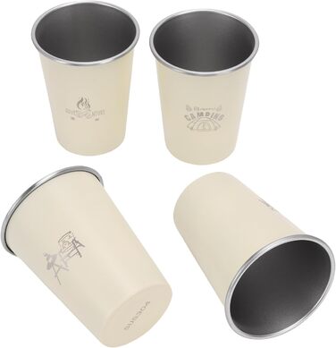 Дорожні кухлі з нержавіючої сталі (304), 350 мл, упаковка з 4 шт. , легкі кемпінгові кухлі для води, кавові кухлі для активного відпочинку, домашнє використання (бежевий)
