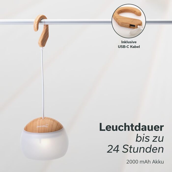 Світлодіодний кемпінговий ліхтар Skandika Tufjord 3 режими освітлення, акумуляторна батарея 2000 мАг, ліхтар для намету, нічник Ліхтар для кемпінгу, саду, декору, походів (під дерево)