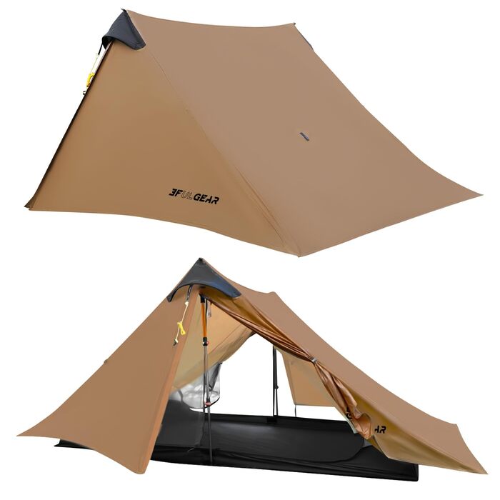 Або 2 особи, 3/4 сезону, водонепроникний професійний туристичний намет, 15D Professional Camping Tent 2 особи - хакі, 3F UL Gear Lanshan Ultralight Camping Tent, 1