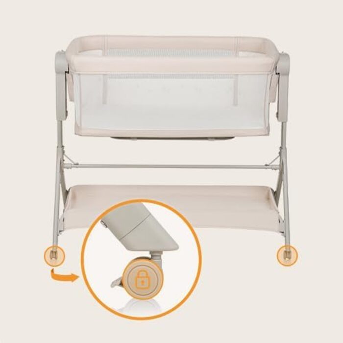 Дитяче ліжечко Lionelo Leonie Plus 3-в-1 (до 9 кг), додаткове ліжко та колиска, регульована висота, повітропроникні стінки, знімні боковини, колеса з гальмами, великий кошик, колір Beige Plus