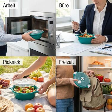 Набір із 2 чаш для мікрохвильової печі Lantelme, об&39ємом 1,8 літра, з отвором для пари, виготовлено в Німеччині, штабелюються, можна мити в посудомийній машині, пластикова чаша для мікрохвильової печі, холодильника/морозильної камери (зелена)