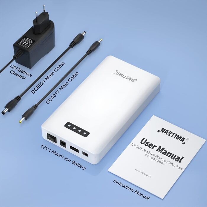 Літій-іонний акумулятор NASTIMA 12V 5200mAh 62.4Wh з виходом 12В постійного струму 9В постійного струму та подвійним виходом USB 5