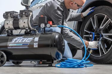 Безшумний мобільний повітряний компресор FIAC SUPERSILENT 50, безмасляний, максимальний тиск 8 бар, 1 к.с., бак 50 л, рівень шуму