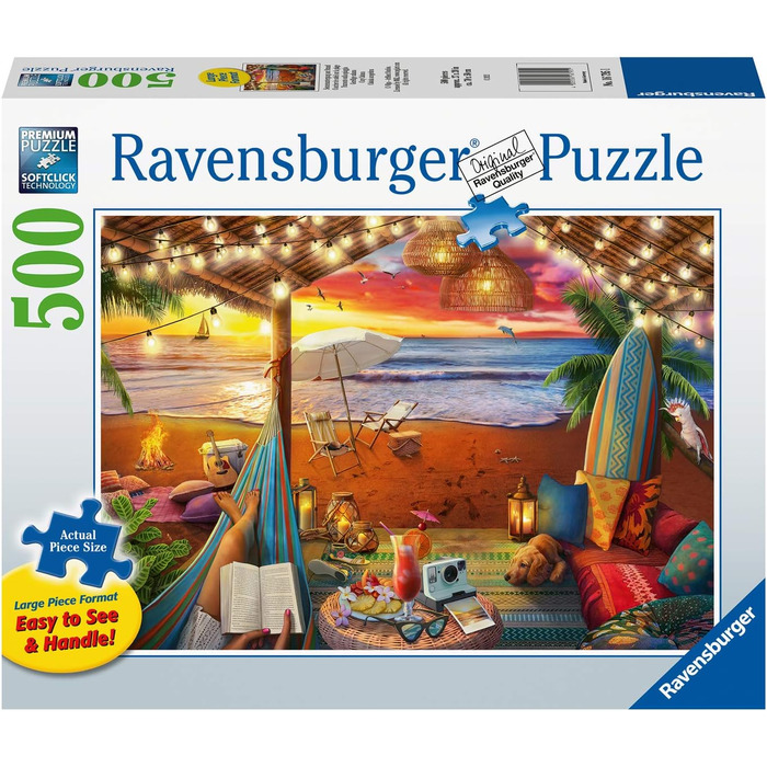 Пазл Ravensburger 16795 - Захід на пляжі - пазл на 500 елементів для дорослих і дітей від 10 років, з більшими шматочками Ексклюзи