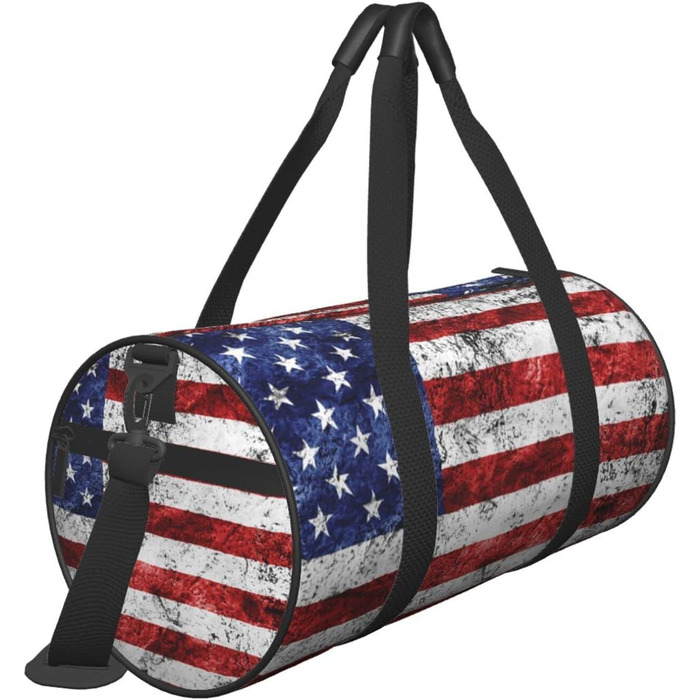 Спортивна сумка для подорожей, сумка на ніч, з принтом американського прапора, День Незалежності, 4 липня, чорна, універсальний розмір