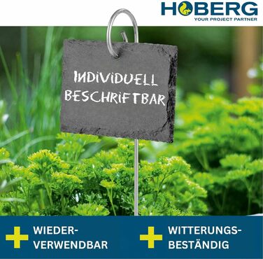 Знаки посадки шиферу Hoberg - набір з 10 Стійкий до погодних умов, багаторазовий Індивідуальне маркування рослин, трав і квітів Зі сталевими шипами Розміри 10 x 7 x 0,5 см Квадрат Прямокутник