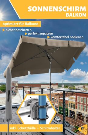 Парасолька сонцезахисна Menz Parasol 3-в-1 200x125см прямокутна із захистом від ультрафіолету  з кришкою в комплекті темно-коричнева