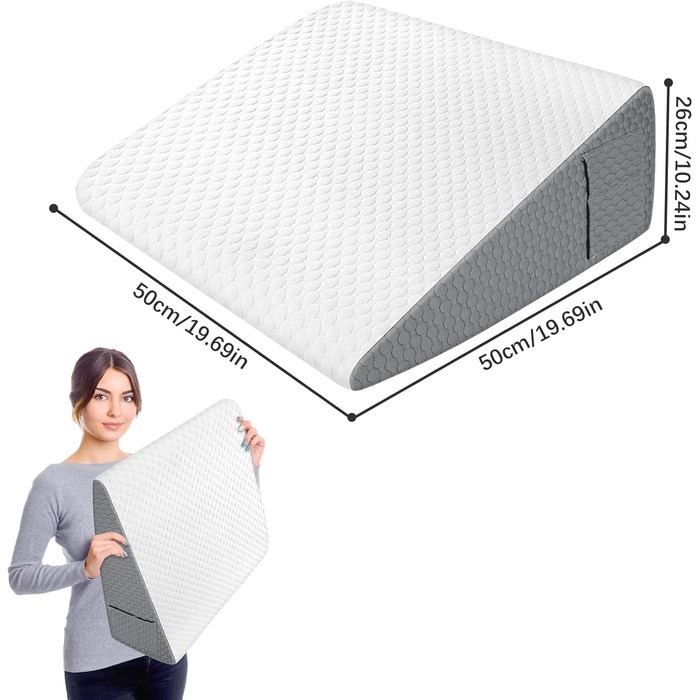 Клиноподібна подушка для ліжка та дивана, ергономічна подушка для читання з піни з ефектом пам&39яті при рефлюксі апное сну, трикутна подушка з піни високої щільності, для підтримки спини під час гри, читання або перегляду телевізора