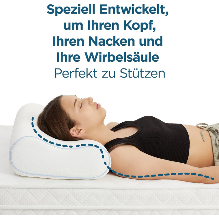 Ортопедична подушка - подушка для підтримки шиї, подушка для сну, подушка з піни з ефектом пам&39яті, валик, подушка для зняття болю в шиї - регульована висота, чохол з алое вера, медична допомога 1