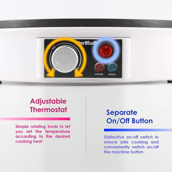 Електрична млинниця та млинниця StarBlue, 30,5 см, з безкоштовною електронною книгою рецептів та дерев'яною лопаткою 220 240 В, 50/60 Гц, 1000 Вт, вилка Великобританії, адаптер Європа в комплекті