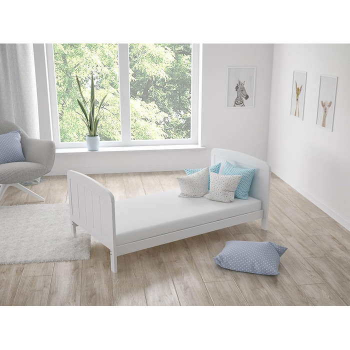 Дитяче ліжечко/спальне місце Love For Sleep 70x140 см з захисним бар&39єром, що трансформується, біле, Maddox, дитяче ліжко, дерев&39яне - Дитяче ліжко, Ліжечко-трансформер