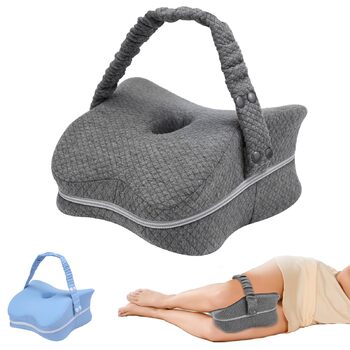 Подушка для колін для тих, хто спить на боці, та при болях при ішіасі, два чохли, які можна прати в пральній машині, та захисна внутрішня підкладка, подушка для колін з піни з пам&39яттю форми зі знімним та регульованим підтримуючим ремінцем, лише ОДНА по