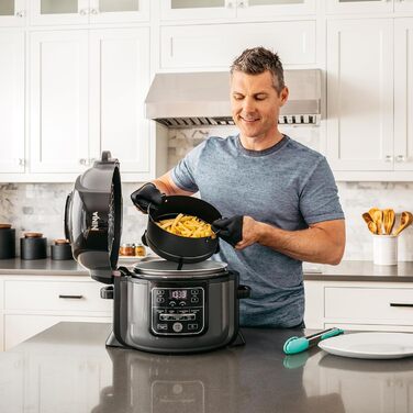 Мультиварка Ninja Foodi, 6 л, мультиварка 7-в-1, скороварка під тиском, фритюрниця, аерофритюрниця, повільна плита, гриль тощо, матова сталь і чорний, OP300EU