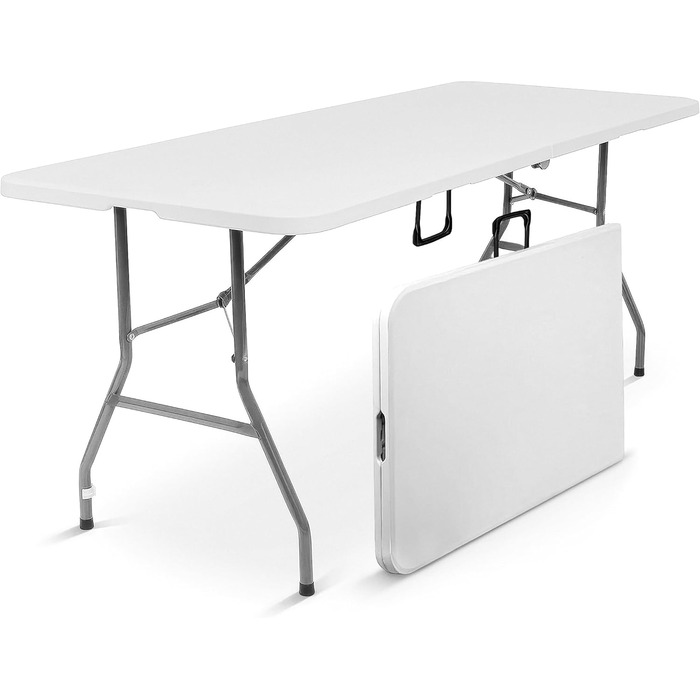 Складаний кемпінговий стіл Blumixx 180x74x74 - Легкий складаний стіл з ручкою для перенесення, всепогодний садовий стіл, складний фуршетний стіл для кемпінгу, саду, балкону, фестивалю та використання на свіжому повітрі - всепогодний, стабільний та легкий,