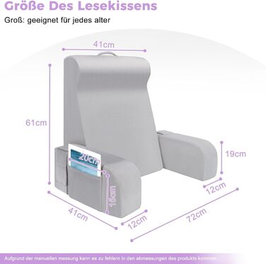 Подушка для читання Babenest зі знімними підлокітниками, зручна та легка подушка для спини ліжка та дивана, спинка сидіння з оксамитом, що миється, для читання, ігор або перегляду телевізора (модель L-діапазону)