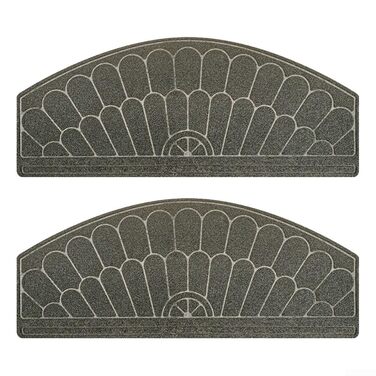 Комплект килимків для сходів, напівкруглий візерунок, нековзна підкладка з TPR, абсорбуючий поліестер для контролю вологи та зниження шуму, для використання всередині та зовні приміщень (сірий)
