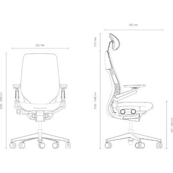 Ергономічне офісне крісло Steelcase Gesture з підлокітниками на 360, 3D-функцією поперекової підтримки Live Back, регульованим підголівником, чорне, 66 x 62,5 x 107 см
