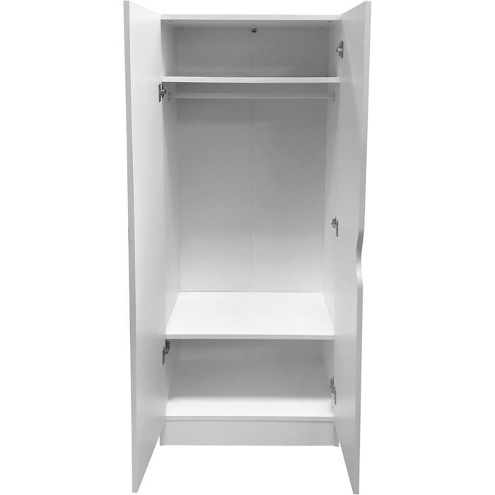 Біла дводверна шафа - Roma - функціональна шафа з розсувними дверима, Dim 70 x 42.5 x 161.5 (H) см, шафа для одягу, меблі для діте