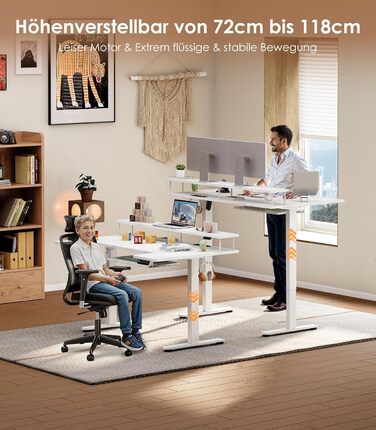 Подібний стіл OffiGo з регульованою висотою, електричний стіл для роботи сидячи/стоячи 140 см з підставкою для монітора, розетками та портом заряджання USB, стіл для роботи стоячи зі світлодіодним підсвічуванням, комп&39ютерний стіл для домашнього офісу, 