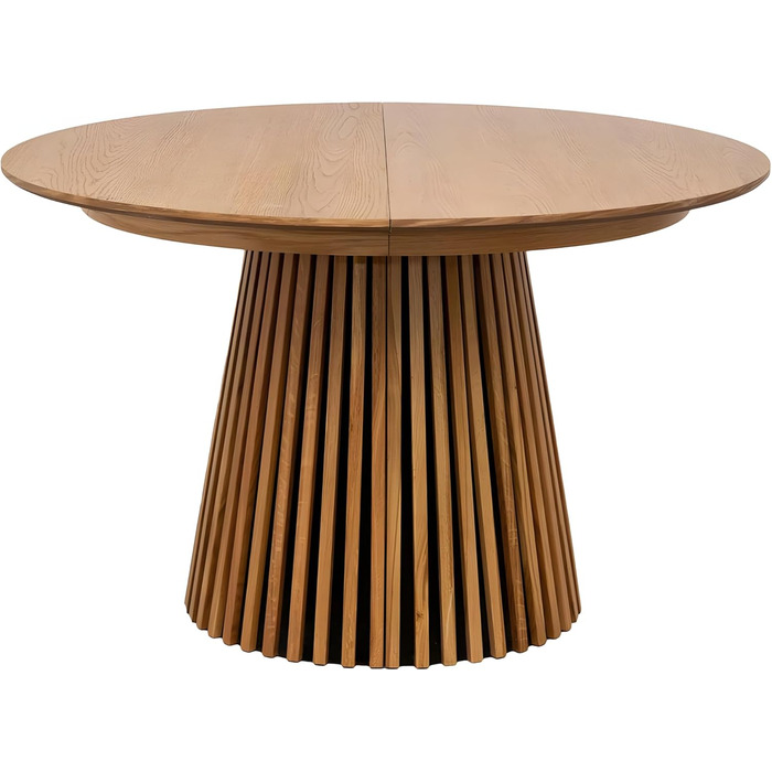 Обідній стіл ebuy24 Tokyo з 2 розсувними листами Ø120x120 до 160-200 см, дубовий шпон. Розсувний круглий обідній стіл, розсувний круглий стіл, розсувний овальний обідній стіл, натуральний дуб 120 см