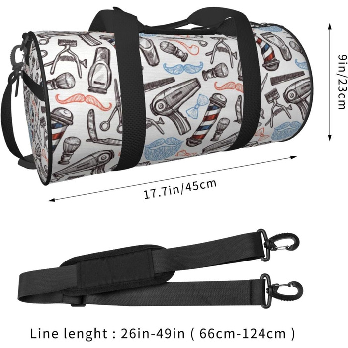 Спортивна сумка-мішок для подорожей, перукарські аксесуари, з принтом, сумка на ніч, чорна, універсальний розмір, дорожня сумка