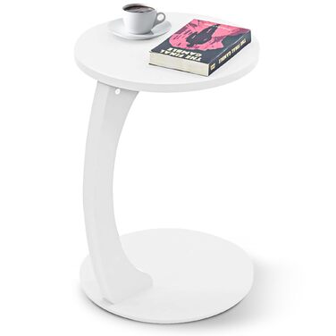 Журнальний столик Holeby, журнальний столик, столик для дивана на колесах, журнальний столик, столик для ноутбука, С-подібна форма, стіл для вітальні, стіл на колесах, кругла стільниця, журнальний столик, 56 x Ø 38 см, журнальний столик, білий