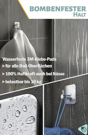 Рушникосушка Menz без свердління НАБІР 6 - гачки для рушників ванна з нержавіючої сталі, класичні функціональні гачки самоклеючі -