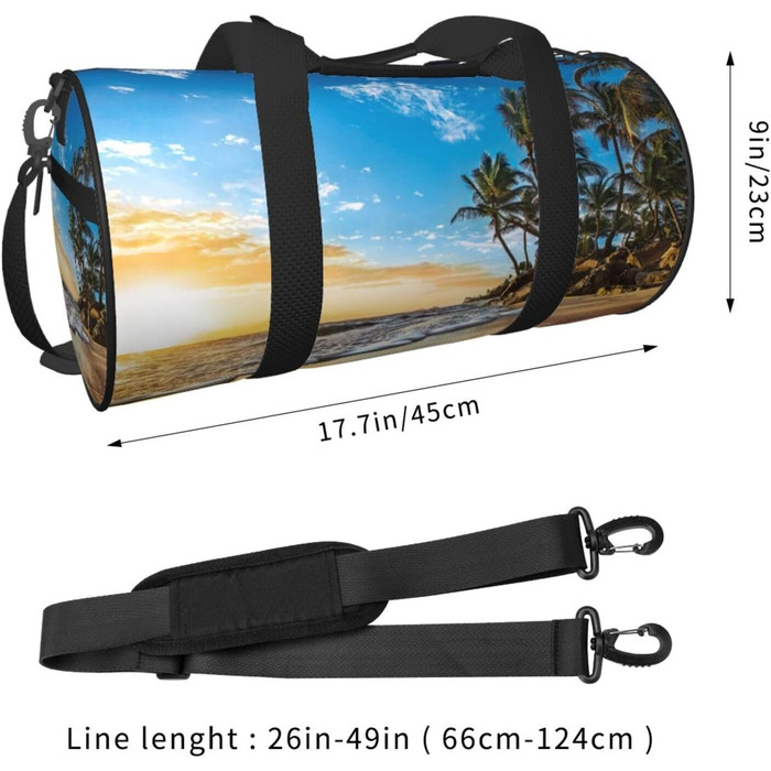Спортивна сумка, дорожня сумка, пляжна сумка, принт Захід сонця, ландшафтний малюнок, сумка на нічліг, чорна, універсальний розмір, сумка для подорожей