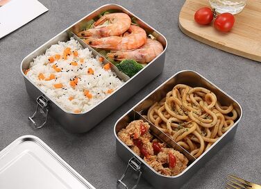 Ланчбокс 850 мл з нержавіючої сталі, герметичний ідеальний для школи, офісу та подорожей (можна мити в посудомийній машині). Екологічна металева коробка для сніданку (без перегородок)