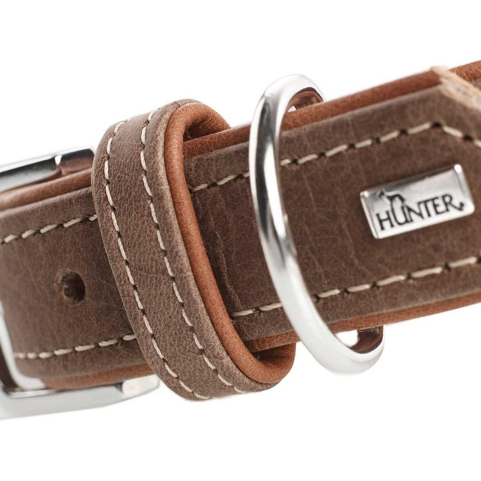 Нашийник для собак HUNTER PORTO, колір тиффані/коньяк, виготовлений з рослинно дубленої оливкової шкіри, особливо м'який та зручний, ніжний до шерсті та міцний, ручна робота, розмір 60 тиффані/коньяк 60