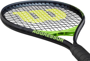 Тенісна ракетка Wilson Aggressor TNS RKT – чорно-зелена, 312 г, 4 3/8" (3), для потужної агресивної гри