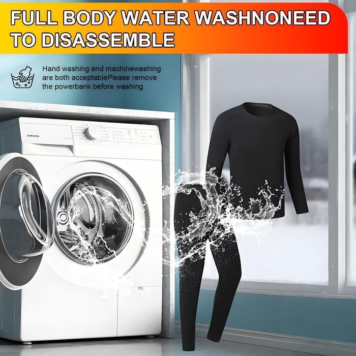 Комплект спідньої білизни з підігрівом для чоловіків та жінок, зарядка через USB, 42 зони, інтелектуальний підігрів верху та низу, розміри S/4XL, чоловіча спідня білизна з підігрівом на 42 зони, чорний колір, розмір 4XL