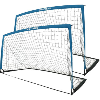 Портативні футбольні ворота RUNBOW для дітей, для гри на задньому дворі, для тренувань юніорів, з сумкою для перенесення, 2,7 x 1,5 м, сіро-блакитні (274 x 152 см), 2 шт.